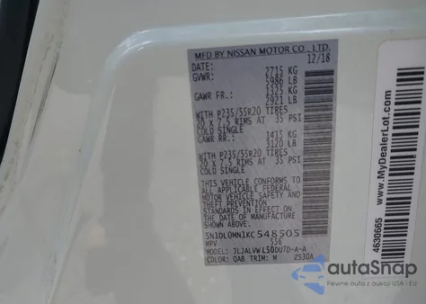 2019 Infiniti Qx60 Luxe from USA, damaged, VIN 5N1DL0MN1KC548505